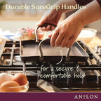Anolon Advanced Home Hard Anodized Nonstick Double Burner Griddle with Roasting Rack, 10 Inch x 18 Inch, Moonstone