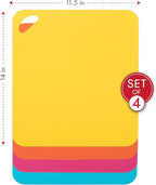 Dexas Heavy Duty Cutting Board Grippmat, Flexible Cutting Boards for Kitchen, Set of 4, Non Slip Plastic Board Cutting Mat 11.5 by 14 inches, Bright Blue, Yellow, Orange and Pink Set Kitchen Gadgets
