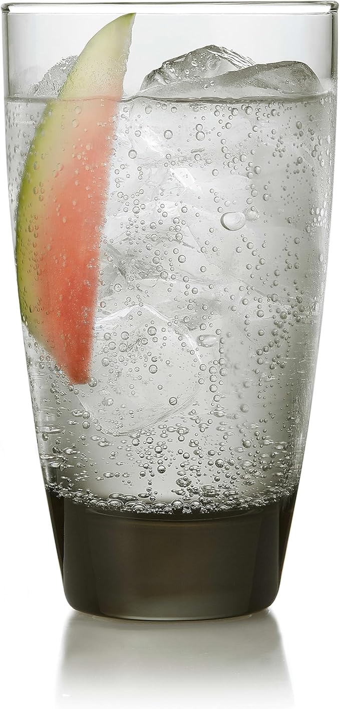 Libbey Classic Smoke Tumbler Glasses, Classy, Timeless Drinkware Set of 12, 18 Oz, Dishwasher Safe Drinking Cooler Glasses for Special Occasions