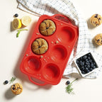 2 Packs 6 Cups Silicone Muffin Pan with Metal Reinforced Frame Jumbo Size Cupcake Pan Tray Egg Bites Silicone Circle Cookie Molds Muffin Tin Tart Pans Large Big Baking Sheet Set for Breakfast