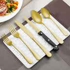 24 Pcs Gold Forks and Spoons Silverware Set, Food Grade Stainless Steel Flatware Cutlery Set for Kitchen and Restaurant, 12 Dinner Fork(8") and 12 Teaspoon(6.7"), Mirror Polished, Dishwasher Safe
