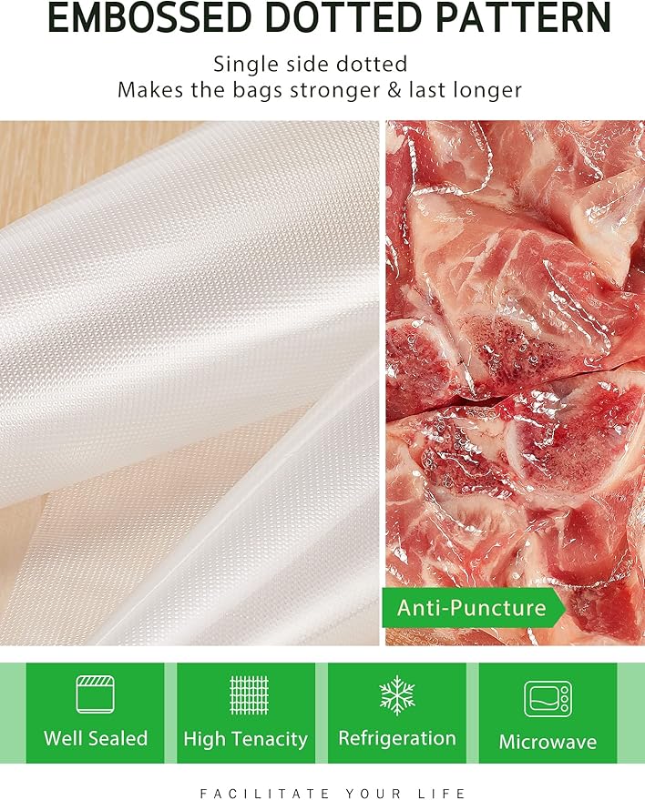 Syntus 6" x 100' Food Vacuum Seal Roll Keeper with Cutter Dispenser, Commercial Grade Vacuum Sealer Bag Rolls, BPA Free Food Vac Bags, Ideal for Storage, Meal Prep and Sous Vide