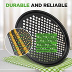 NutriChef Nonstick 13" Pizza Pan (Set of 10), Perforated Round Pizza Tray for Oven, Commercial-Grade Carbon Steel Baking Pan for Homemade, Frozen & Leftover Slices – Easy to Clean & Dishwasher Safe