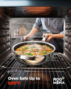 Nonstick Sauce Pan with Lid, Non-Toxic Tri-Ply Hybrid Ceramic Saucepan, 2.5 Quart Stainless Steel Pans, PFAS/PFOA/PTFE Free, Dishwasher & Oven Safe, Induction Compatible