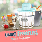 Nostalgia Electric Ice Cream Maker – Parlor Style, Old Fashioned Soft Serve Ice Cream Machine Makes Frozen Yogurt or Gelato in Minutes - Fun Kitchen Appliance – White - 4 Quart