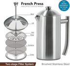 Frieling French Press Coffee Maker - 23 Ounce, Brushed Stainless Steel - Coffee Press & Cold Brew Pitcher - Stovetop Espresso Maker for Camping & Travel
