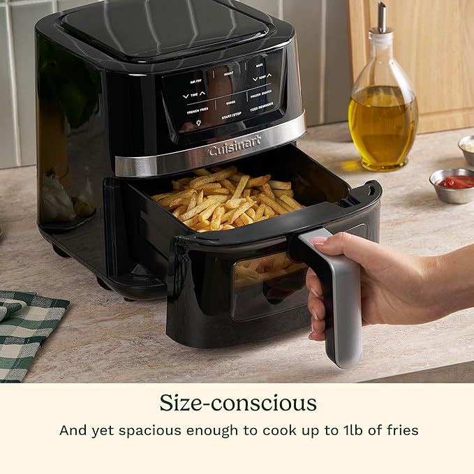 Cuisinart Air Fryer, 2.6-Quart Compact Basket Fryer with 3 Cooking Functions to Air Fry, Roast, and Bake, 3 Airfryer Presets, Dishwasher-Safe Parts, AIR-80, Stainless Steel & Black