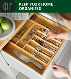 ROYAL CRAFT WOOD Luxury Bamboo Kitchen Drawer Organizer - Silverware Organizer, Utensil Holder & Cutlery Tray Drawer Dividers for Flatware (9 Slot, Natural)