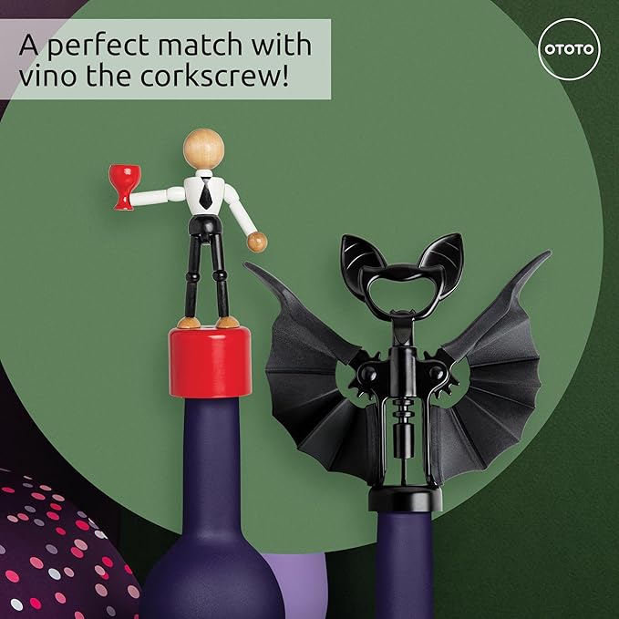 Wasted Wine Stopper by OTOTO - Wine Bottle Stopper, Wine Stoppers for Wine Bottles, Wine Accessories, Wine Bottle Stoppers, Funny Kitchen Gadgets, Fun Wine Stoppers Cute Wine Corks for Wine Bottles