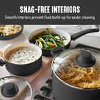 GreenLife 16 Piece Nonstick Cookware Set, Soft Grip Non-Toxic PFAS-Free Ceramic Pots & Pans, Dishwasher & Oven Safe, Frying, Sauce, Utensils, Glass Lids, Stay-Cool Handles, Wobble Free, Black & Cream