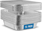 PLASTICPRO 25 Pack Aluminum Pans 9'' x 13" Disposable Pans with Covers Heavy Duty 10 lb Foil Pans for Baking and Cooking