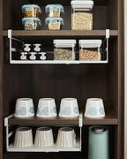 Under Shelf Storage Basket, 2 Pack Heavy-Duty Hanging Baskets Under Cabinet Shelf Organizer, Add-on Space Saver Kitchen, Pantry, Laundry Room, Slide-in White Large Shallow Depth Large