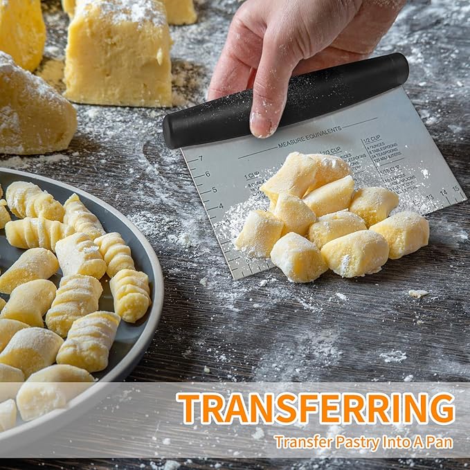 ALLTOP Stainless Steel Bench Scraper and Pastry Blender Cutter Set, Efficient Multipurpose Kitchen Baking Essential Tool with Comfortable Grip Handle-Perfect for Nut, Pie and Dough Processing - Black