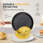 DishDelight 17 Piece Pots and Pans Set Non Stick, Nonstick Induction Granite Kitchen Cookware Set, Non Toxic Cookware Set with Frying Pans and Saucepan, Cooking Sets Pots and Pans, Black