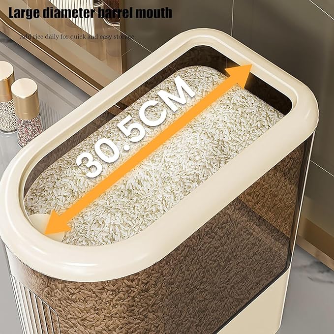 Peaoop 11LB Rice Dispenser, Large Grain Container Storage with Lid Measuring Cylinder Household Cereal Dispenser Bucket for Kitchen Soybean Corn(11lb)