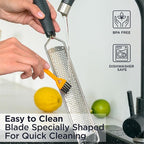 Deiss PRO Lemon Zester & Heavy Duty Cheese Grater & Vegetable Grater — Parmesan Cheese, Lemon, Garlic, Nutmeg, Chocolate, Fruits, Vegetables, Ginger Grater - Stainless Steel Cheese Shredder - Black