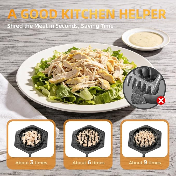 Cleangor Chicken Shredder Tool Twist Large, BPA Free Meat Shredder with Ergonomic Handle, Non-Slip Food Shredder Tool for Pork, Beef, Set of Chicken Breast Shredder with Brush & Fork (1, Light Pink)