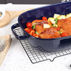 6 Quart Large Rectangular Baking Dish, 16x11 Inches Ceramic Baking Pan Casserole Dish for Cooking,Kitchen and Daily Use, Safe for Oven Microwave Refrigerator Disinfection Cabinet and Dishwasher,Blue