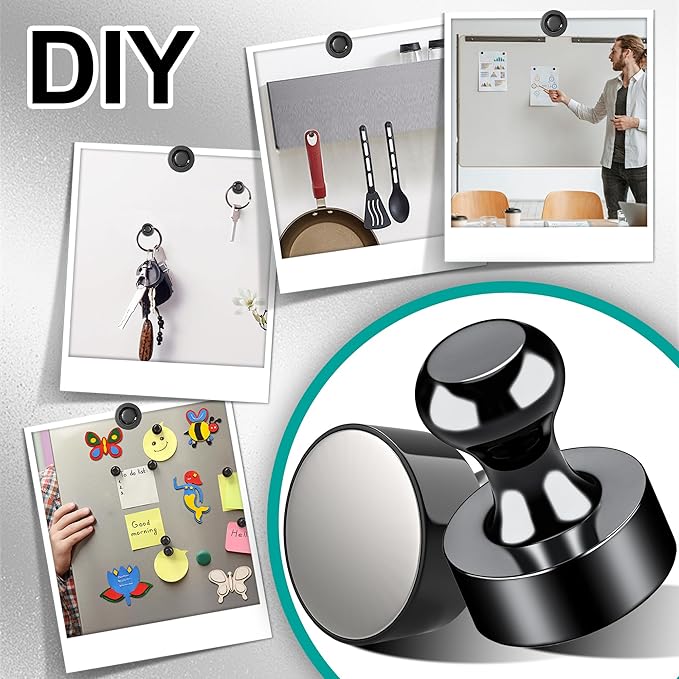 Tiergrade Metallic Magnets, Refrigerator Magnets, 20 Pack Black Magnetic Push Pins, Strong Fridge Magnets, Multi-use Whiteboard Magnets Perfect for Kitchen Office Classroom