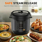 Simple Deluxe 8QT Electric Pressure Cooker, 16-in-1 & Non-Stick Stainless Steel Multi Cooker with 12 Presets for Slow Cook, Meat Stew, Steam, Sauté, Canning, Yogurt Maker, Dishwasher Safe, Black