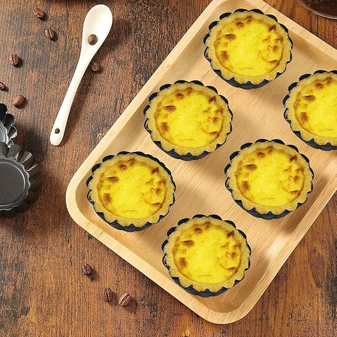 Egg Tart Molds 12PCS Tart Pan 2.6inch, Mini Carbon Steel Non Stick Tart Pans, Tart Molds For Baking (2.6 inch)