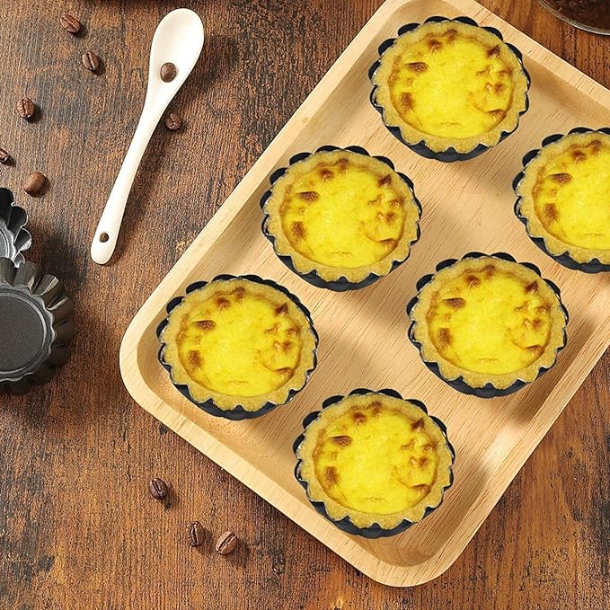 Egg Tart Molds 12PCS Tart Pan 3inch, Mini Carbon Steel Non Stick Tart Pans, Tart Molds For Baking (3 inch)
