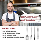 ROMANTICIST 4pc Heavy Duty Grill Accessories for Top Chef - Professional Grill Tools Set & Basic BBQ Tools for Backyard Restaurant Outdoor Kitchen - Deluxe Grill Gift for Dad on Father’s Day Christmas