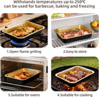 Aluminum Foil Pan with Lids,Heavy Duty Disposable Aluminum Baking Pans,14.57"×10.63" Steam Table Pan for Cooking,Heating, Storing,Prepping Roasting and Chafing(15 Pack Black and Gold w/Lids)