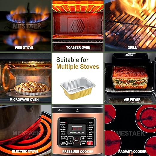 8" x 6" Heavy-Duty Aluminum Foil Pans with Snap-On Lids, 61oz, 5 Pack – Extra-Thick Disposable Foil Containers for Oven, Baking, Freezer & Food Storage