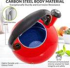 Chantal 1.8 QT Kettle, Buttons Series, Premium Enamel on Carbon Steel, Whistling, Even Heating & Quick Boil (Red)