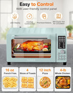 Nuwave Bravo Pro Smart Air Fryer Toaster Oven Combo, Airfryer Convection Oven Countertop, 12-in-1 Functions with Quicker & Even Crisp Technology, 1800W, 50-450°F, PFAS-Free, 21QT, Mint