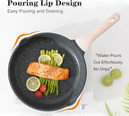 Kordisen Nonstick Frying Pan Set, 3 Piece Skillet Set, Healthy Induction Cookware Cooking Pan, Stay-Cool Handle, Compatible with All Stovetops, PFOA Free (9.5, 11, 12.5 Inch)