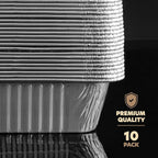 PLASTICPRO 10 Pack Aluminum Pans 12.5'' x 9" Disposable Pans with Covers Heavy Duty 4 lb Foil Pans for Baking and Cooking