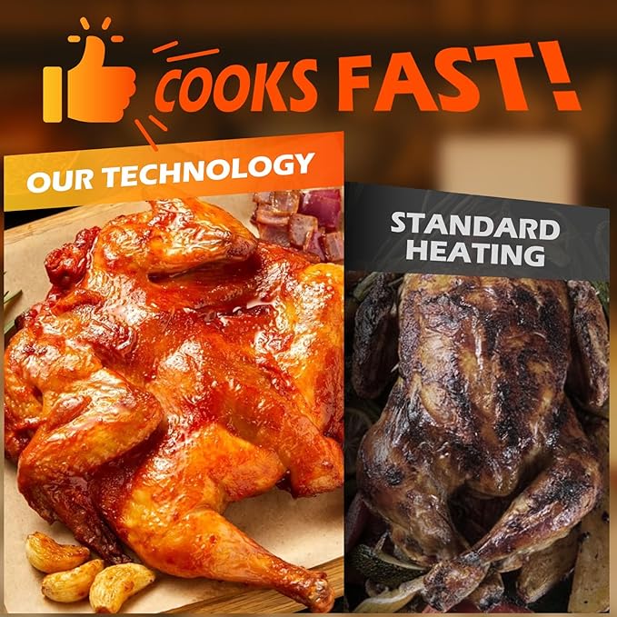 Dual Basket Air Fryer, 12.6QT Family-Size for 10–12 People, XL Basket for 6LB Whole Chicken, DoubleStack Compact Design, 10-in-1 Functions with Reheat, Dehydrate & SyncFinish, Dishwasher-Safe, Black