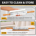 16.7 Inches Marble Rolling Pin for Baking with Wooden Handles & Wooden Cradle - Rolling Pin for making Pizza Dough & Tortillas, Dough Roller for Pasta, Cookie, Pie Crust and More!