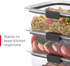 Rubbermaid Brilliance BPA-Free 3 Set Food Storage Containers with Lids, Removable Trays, Airtight, Leak-Proof, Ideal for Meal Prep, Lunch, and Leftovers