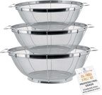 U.S. Kitchen Supply Set of 3 Stainless Steel Colander Strainers Net Baskets 5, 4, & 3-Quart - Colander with Handles & Resting Base - Stainless Steel Sieve, Mesh Strainers and Colanders for Kitchen