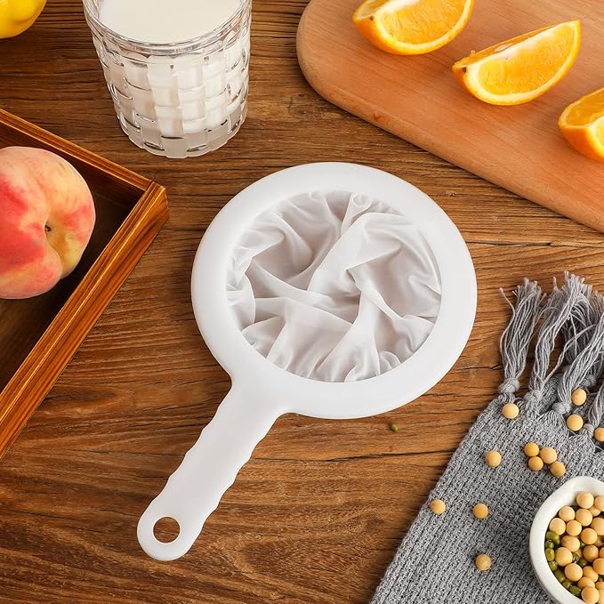 Zopeal 2 Pcs 9" Ultra Fine Mesh Strainer for Kefir Grains Plastic Juice Strainer Food Colander Greek Yogurt Sieve Large Capacity Filter for Kombucha Cold Brew Coffee Shrimp Separation(300/400 Mesh)
