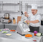VEVOR Food Processor & Vegetable Chopper, 2 Feeding Holes Food-Grade Stainless Steel Food Processor Chopper with Detachable 6 Blades, 3mm/5mm/7mm/10mm Shredder, 2mm/4mm Slicer, for Vegetables, Fruit