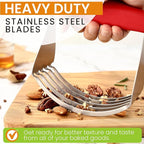 Spring Chef Red XL Size Dough Blender Tool For Baking, Heavy Duty Pastry Blender Tool for Easy Mixing, Stainless Steel Pastry Cutter with Sharp Blades, Dishwasher Safe Dough Mixer