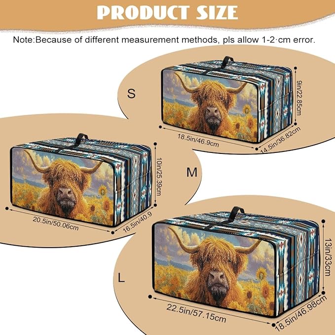 Highland Cattle Sunflower Print Toaster Cover Air Fryer Dust Cover Anti Fingerprint Aztec Toaster Oven Cover Washable Kitchen Small Appliance Covers (Large-18.5 * 22.5 * 12.99 inches)