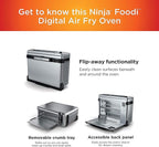 Ninja Digital Air Fry Countertop Oven, 8-in-1 Functionality, 1800W, Flip-Up Design, XL Capacity, Air Fry Basket, Wire Rack & Crumb Tray, Silver, SP101