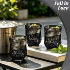 12 Pack Plastic Stemless Wine Glasses,12oz Unbreakable Vintage Elegant Drinking Glass Set,Reusable Fancy Cocktail Cups for Party, Wedding, and Bulk Events (12, 12oz-Black)