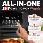 Gourmia Air Fryer - 14 Qt All-in-One Oven with Rotisserie, Digital Display with 12 Presets, Roast, Bake, Broil, Dehydrate, Dishwasher Safe Accessories, Black