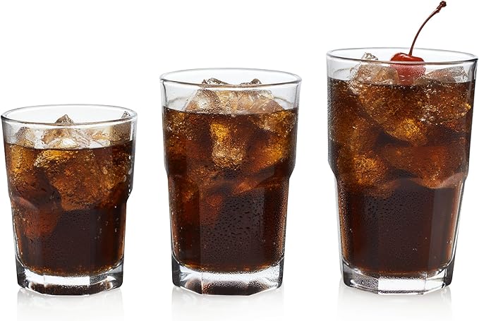 Libbey Boston Tumbler, Rocks, and Juice Glasses, 18 Piece Classic Stackable Glass Cups Set, Versatile, Kitchen Drinking Glasses Set for Everyday Use