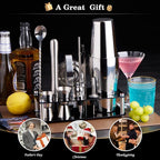 Cocktail Shaker Set Bartender Kit : 15-Piece Bar Tool Set with Acrylic Stand Bars Set with All Practical Bar Accessories, for Drink Mixing, Bar, Home, Lounge & Party, Silver