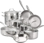 Tramontina Tri-Ply Clad Stainless Steel 14-Piece Cookware Set with Glass Lids, Pots and Pans Kitchen Set, Induction-Ready, Dishwasher-Safe, NSF-Certified