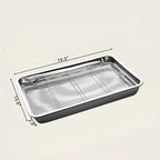 Roasting Pan Heavy Duty Stainless steel Turkey Pans for Oven,Toaster Oven Tray Pans with cooling rack,Hotel Pan, Barbeque Grill Pan,Deep Edge,Mirror treatment, Dishwasher Safe (19.5"x13.6"x2.8")
