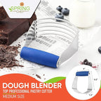 Spring Chef Medium Size Dough Blender For Baking, Dough Cutter Tool, Stainless Steel Puff Pastry Cutter Tool with Soft Grip Handle, Dishwasher Safe Pastry Blender for Easy Mixing - Sapphire