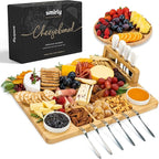 SMIRLY Charcuterie Boards Set, Large Cheese Board Set, Natural Bamboo Charcuterie Tray Cheese Platter with Accessories - Housewarming Gifts New Home, Wedding & Bridal Shower Gifts for Women, Couples
